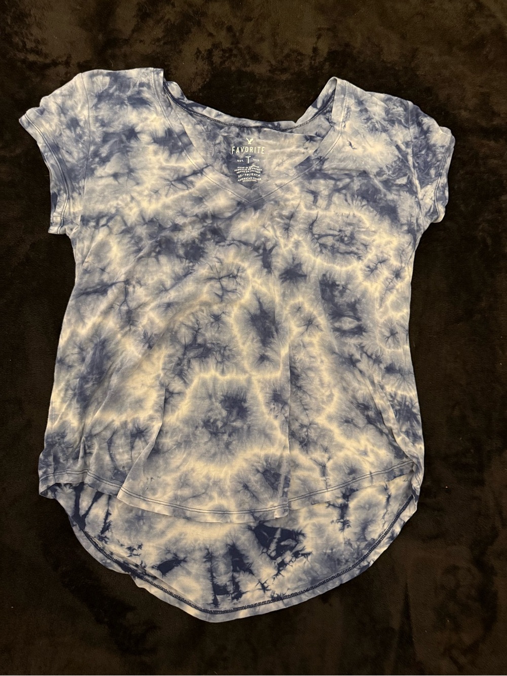 American Eagle Blue Tie-Dye Short Sleeve Women's Top